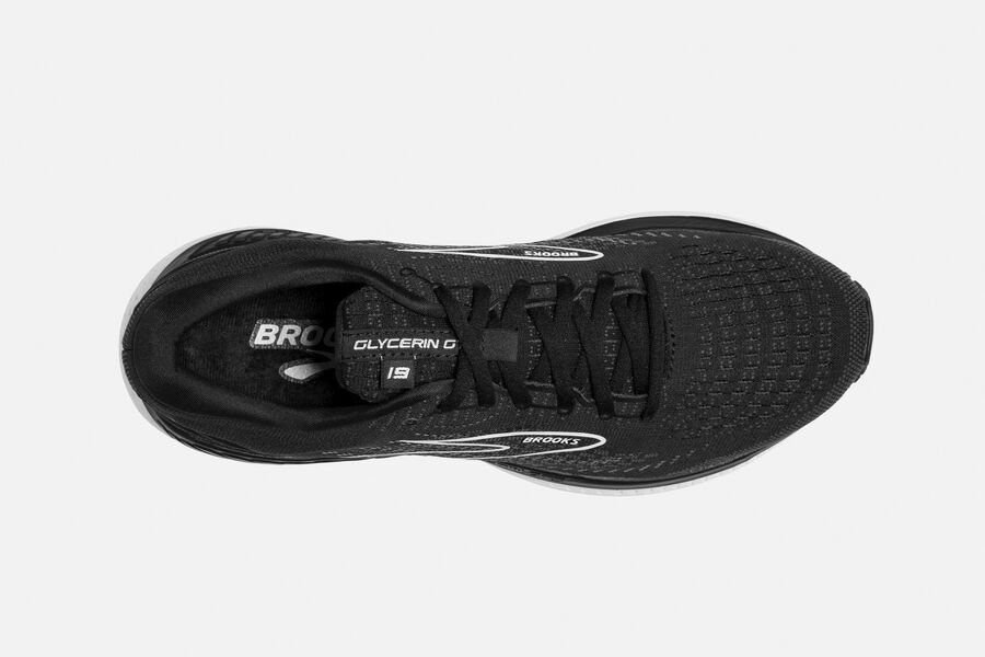 Glycerin GTS 19 Road Brooks Running Shoes NZ Womens - Black/White - QLAOWG-489